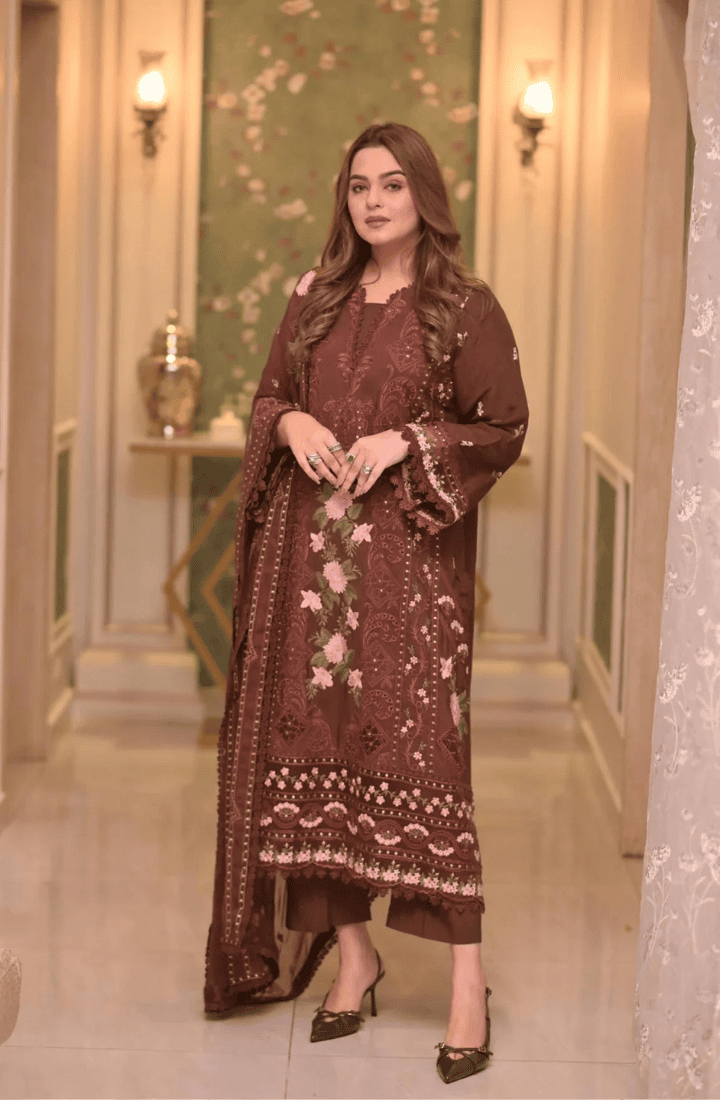 Aneelas - 3PC Luxury Lawn Embroidered Suit - USME-017084